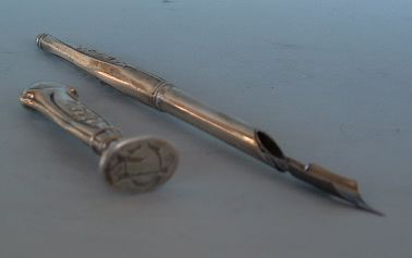 German silver pen and seal