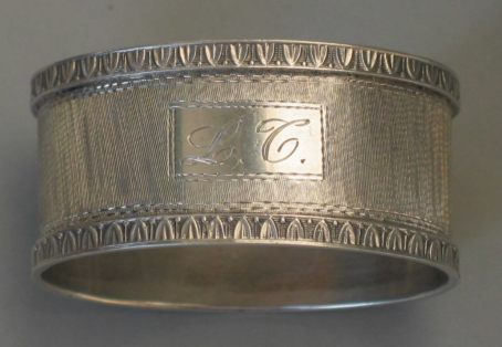 Italian antique silver oblong shape napkin ring