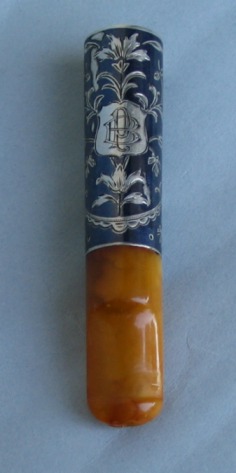 niello and amber cigarette holder