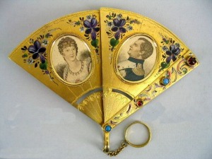 silver dance card holder with Napoleon and Josephine