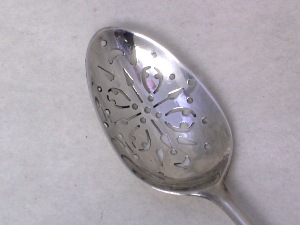 silver mote spoon: Hester Bateman 1770