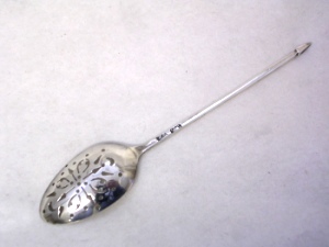 silver mote spoon: Hester Bateman 1770