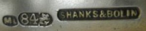 hallmark
Moskow
silversmith ML 
unidentified
for Dzhems-Stiuart Shanks
