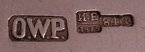hallmark
St.Petersburg
1875
silversmith OWP
assayer IE