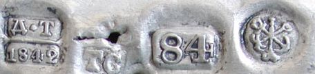 hallmark
St.Petersburg
1842
silversmith TG
assayer
Dmitri Ilbich Tverskoy 