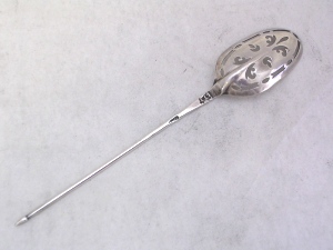 silver mote spoon: John Clarke I 1725