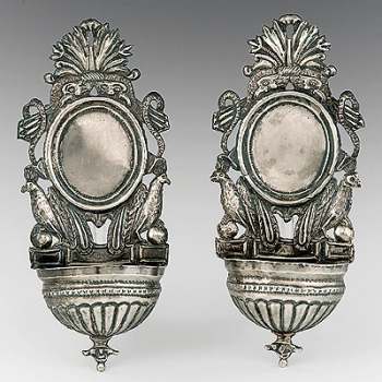 a couple of silver holy water font for private use (Italy, first half 19th century)