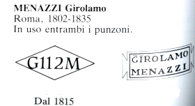 silversmith Menazzi Girolamo, Rome, 1802-1835: hallmark