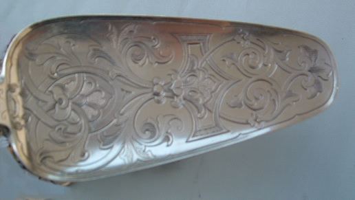 German antique silver pastry server engraving