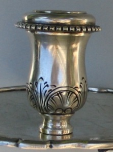 Italian antique silver chamber stick palmatoria: bobeche