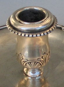 Italian antique silver chamber stick palmatoria: bobeche