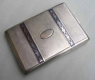Art Deco silver and enamel cigarette case