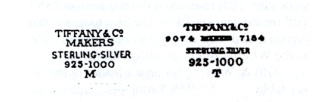 Tiffany hallmarks 1875/1891 (mark on the left) - 1891/1902 (mark on the right)