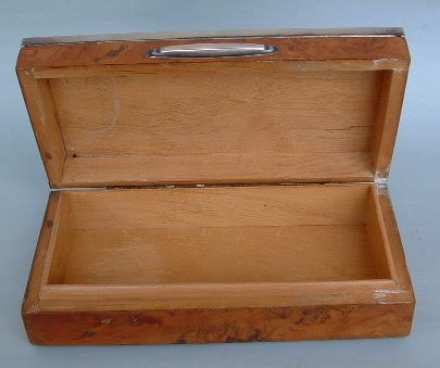 Italian silver and wood cigarette box