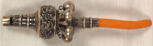 Victorian silver baby rattle