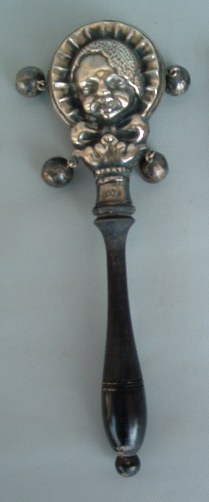 Italian antique silver baby rattle