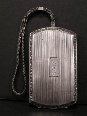 silver compact purse with sovereign holder
