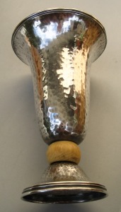 hand hammered Italian silver and ivory vase