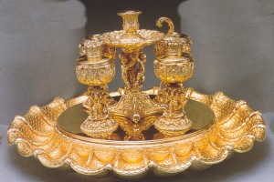 silver-gilt inkstand, John Linnit, London 1823