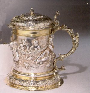 German Parcel-Gilt tankard: Hamburg circa 1660, silversmith Peter Ohr