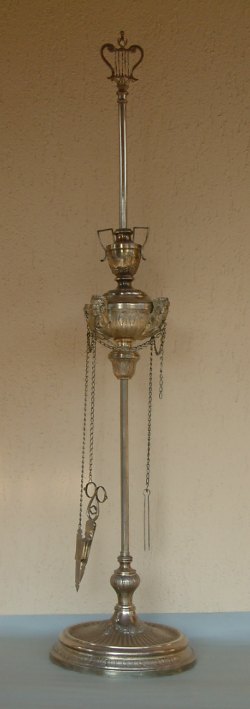 Italian silver oil lamp