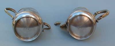 Russian antique silver teapot and sugar bowl