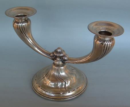 German antique silver two-light candelabra