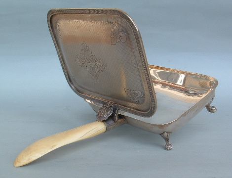 Italian silver ashtray with ivory handle
