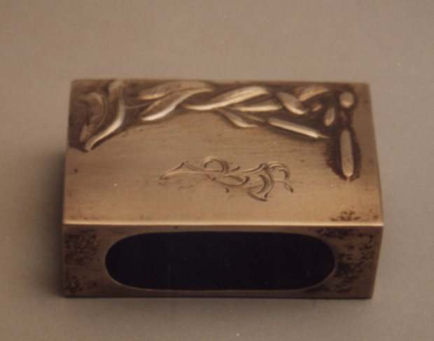 Latvian antique silver matchbox holder