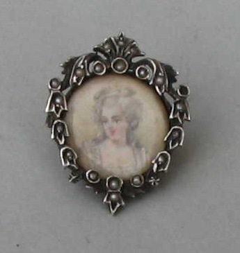 miniature on ivory
silver brooch
