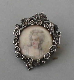 miniature on ivory
silver brooch