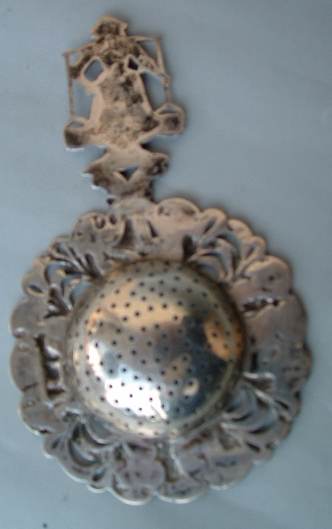 Dutch antique silver tea strainer